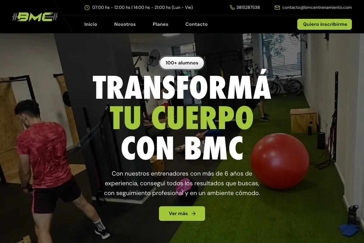 Arvox Studio - Diseño web de BMC Centro de Entrenamiento