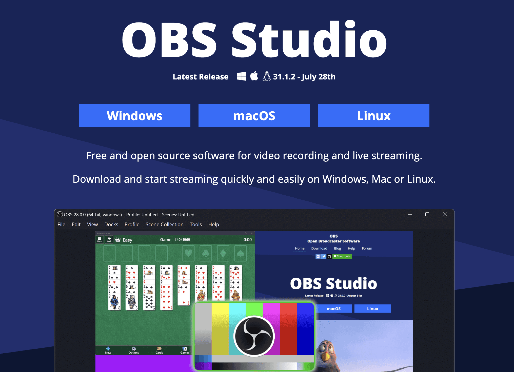 OBS Studio Homepage screenshot