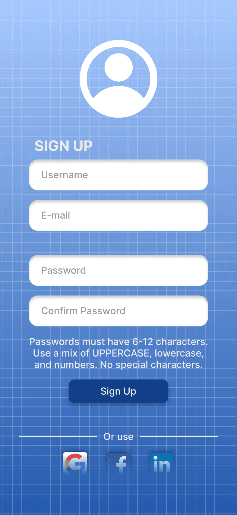 The sign up page for the FlowBuilder app
