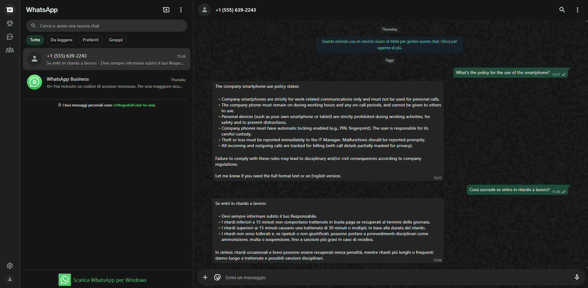 Chat with Assistant on Whatsapp in any language