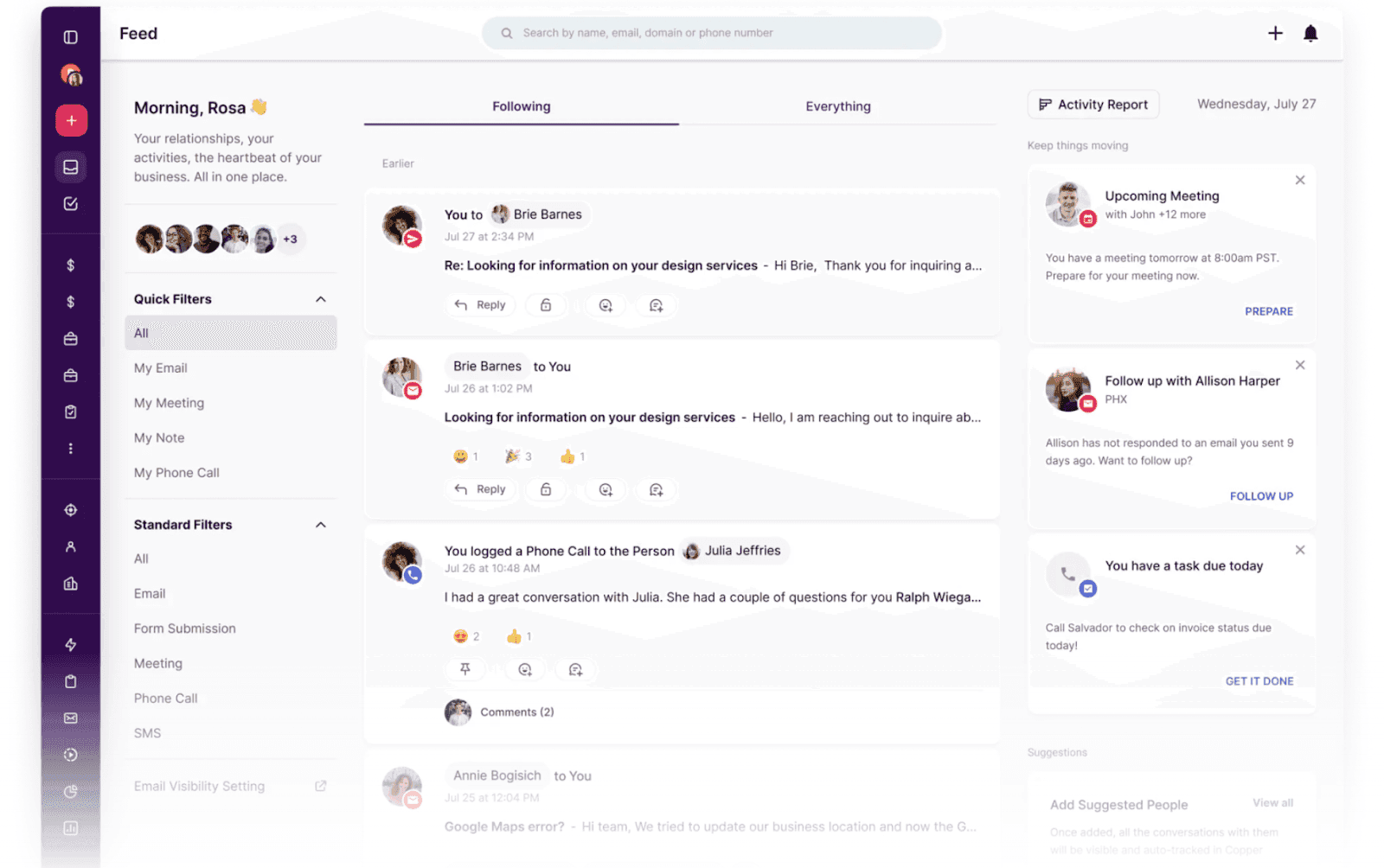 copper workingspace overview