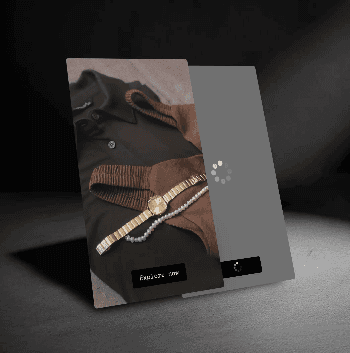 Two screens showing one site with consumer goods and one with a loading arrow