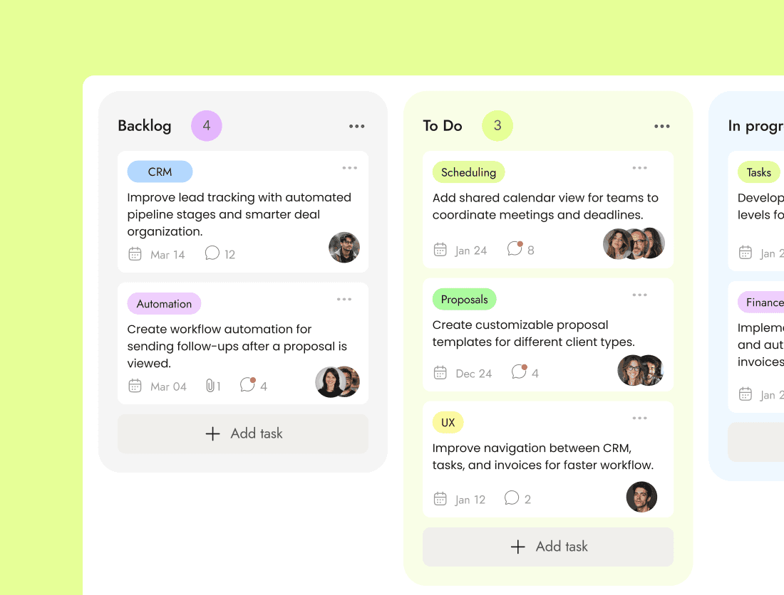 Backlog interface