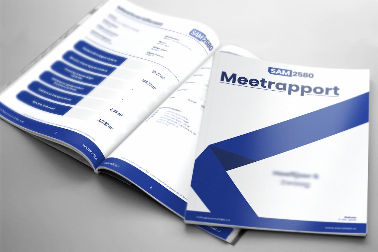 Een SAM2580 meetrapport mockup.