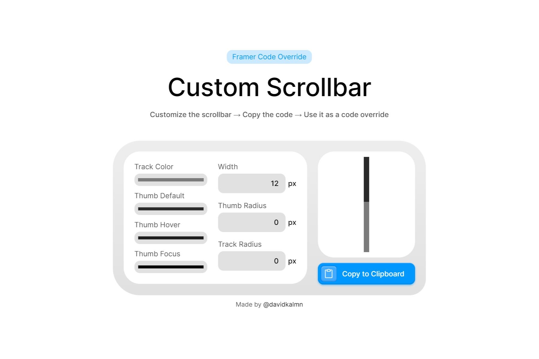 Custom scroll bar override