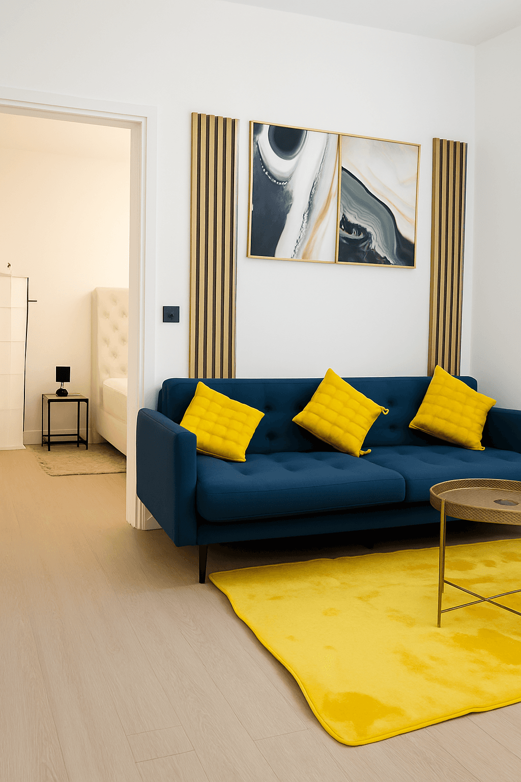 Salon lumineux d’un appartement Holyguest proche de Paris et de l’aéroport CDG