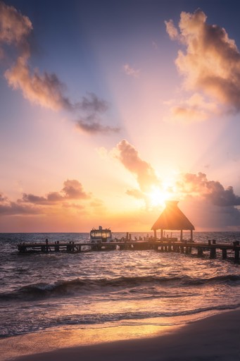White sand beach just before sunrise