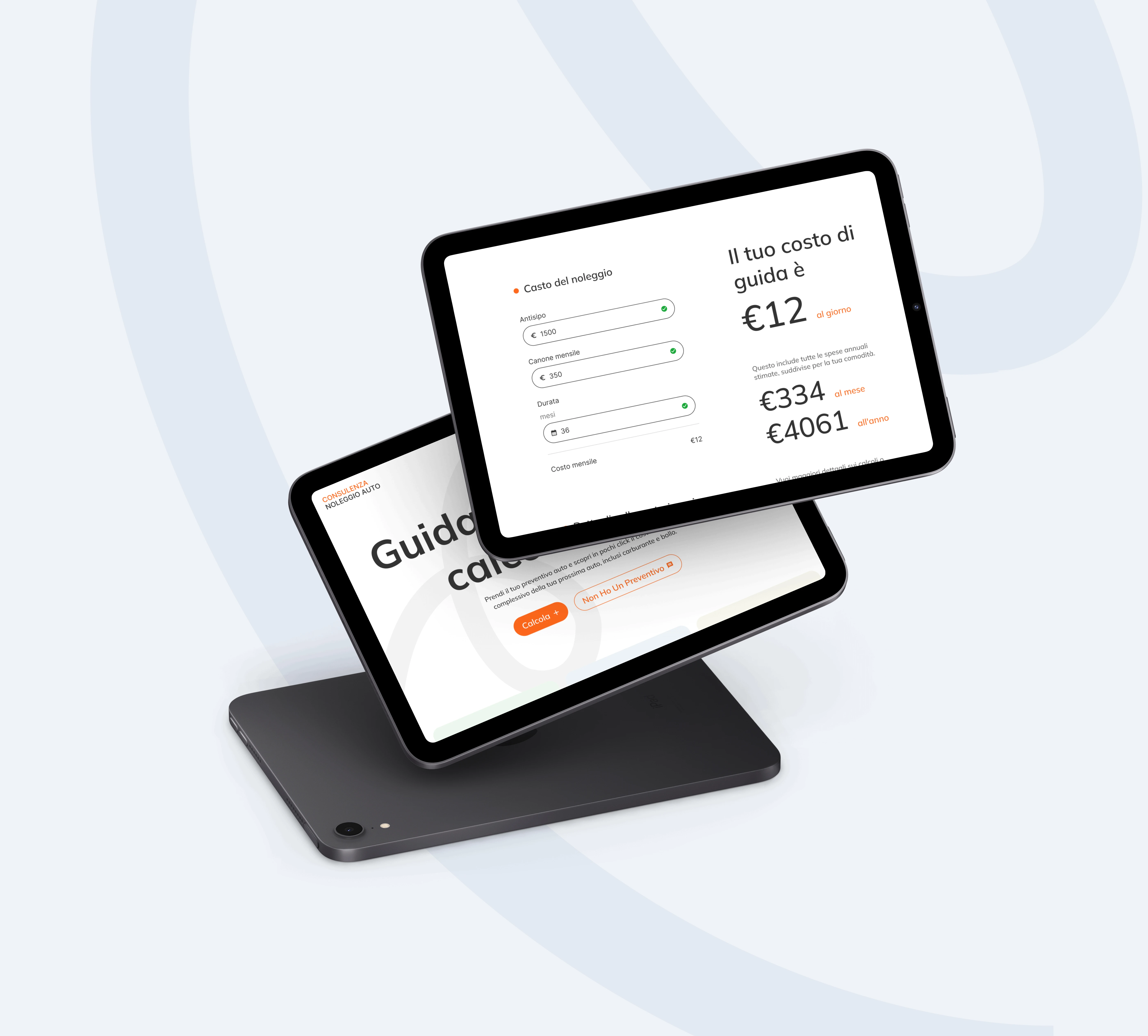CarRent tax calculator page on a tablet