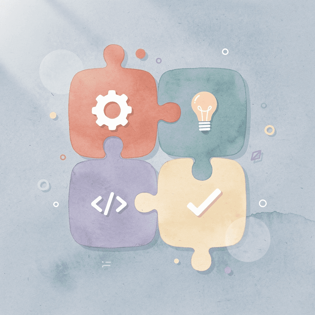 Puzzle pieces fitting together representing iSeries modernization combining legacy and modern components