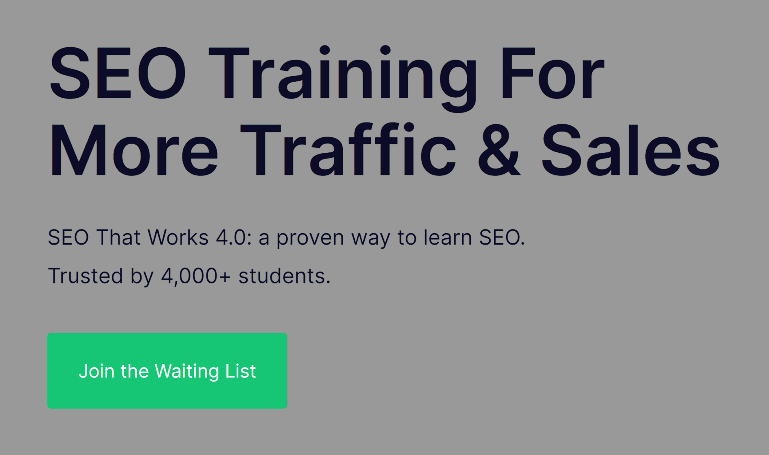 SEO Training – Landing page