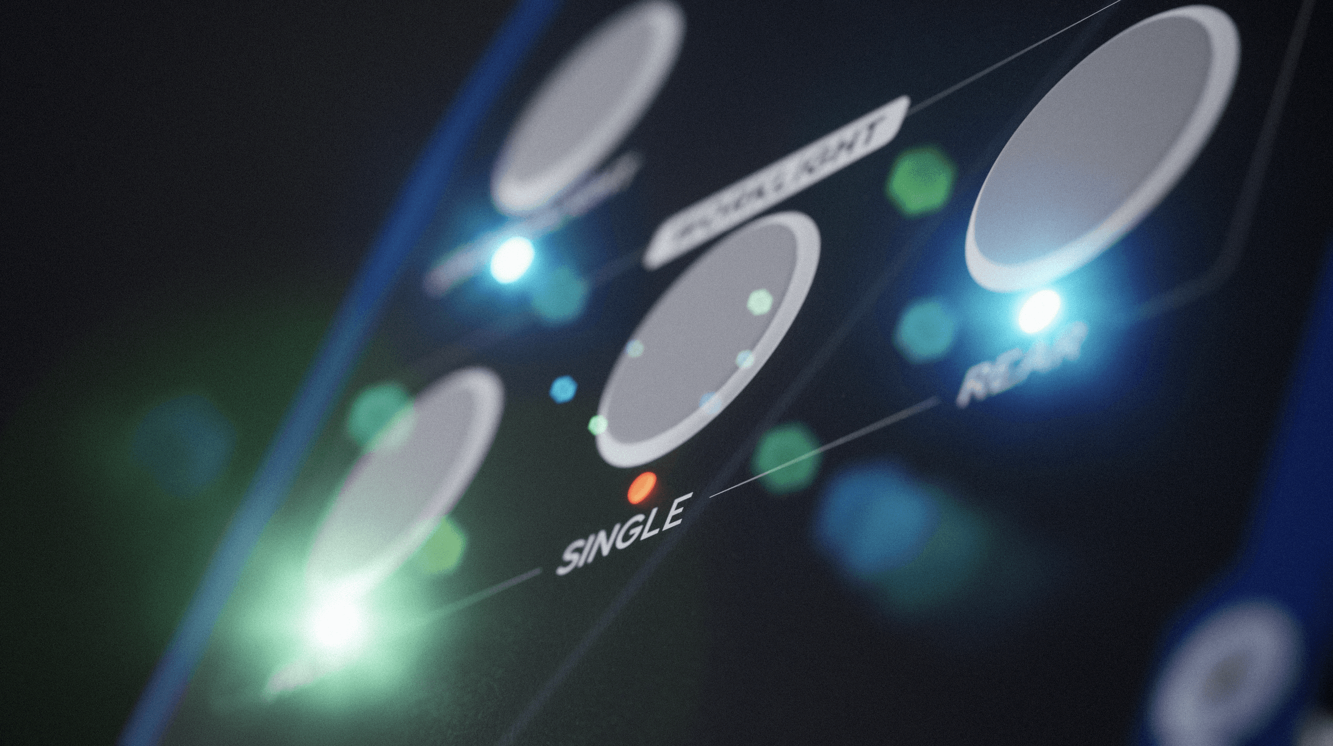 Membrane panel with integrated LED lighting glowing in a dark setting