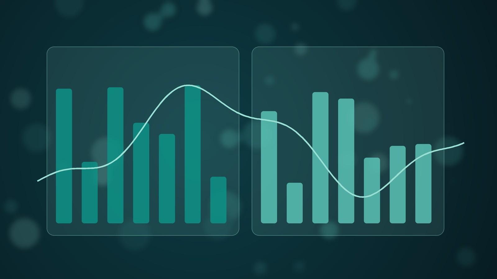 Abstract layered network pattern in teal tones on a dark grid