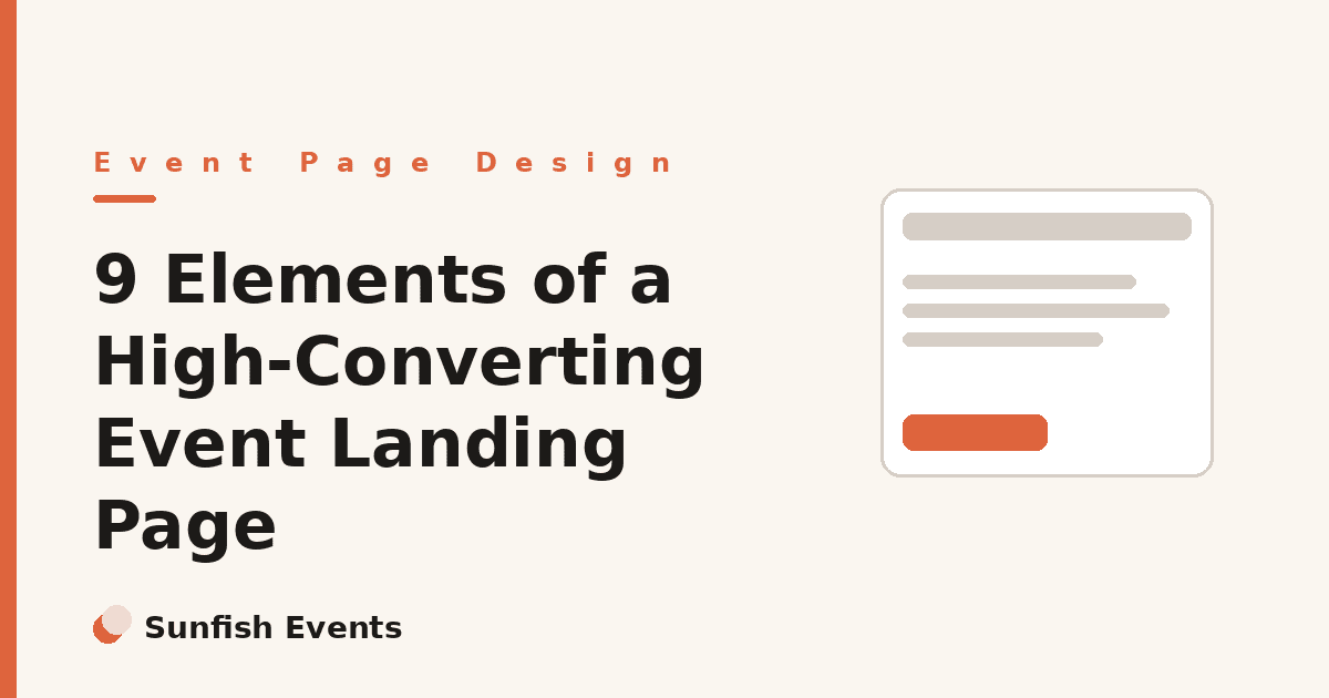 High-converting event landing page design layout with headline, content, and register button