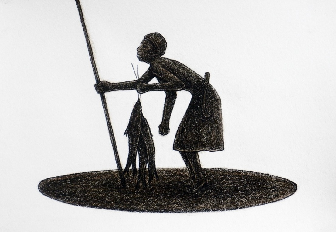 herd of sheep on road painting