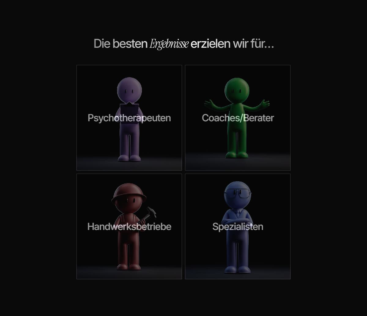 Die besten Ergebnisse erzielen wir für...-Sektion