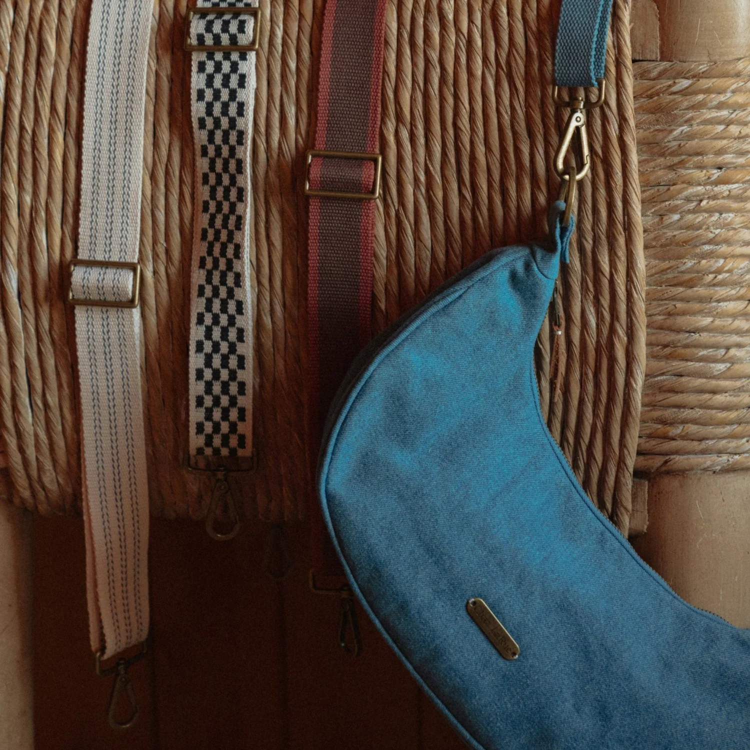 Detail Denim Shoulder Bag with Straps