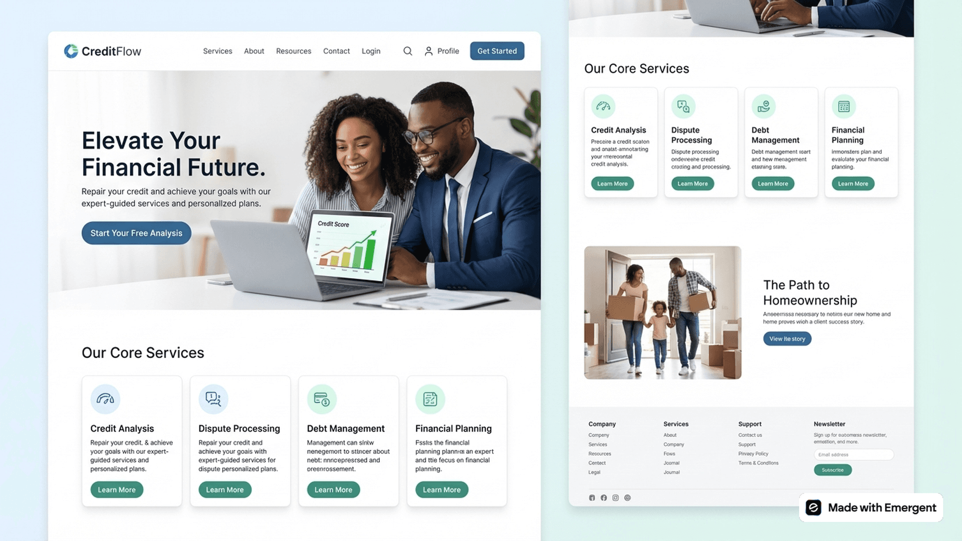 Credit repair website made with emergent