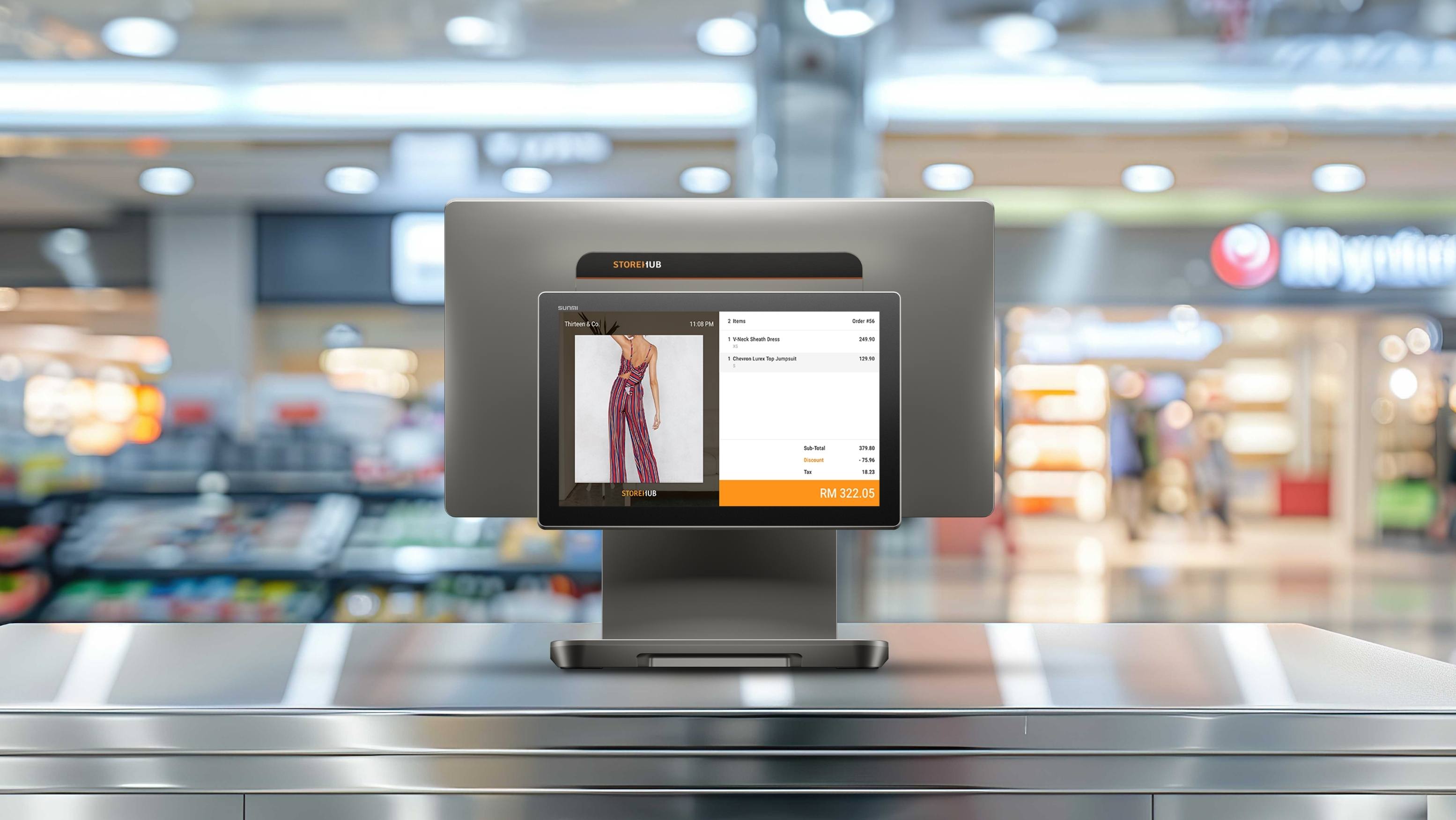 一台 StoreHub POS 系统在零售店内