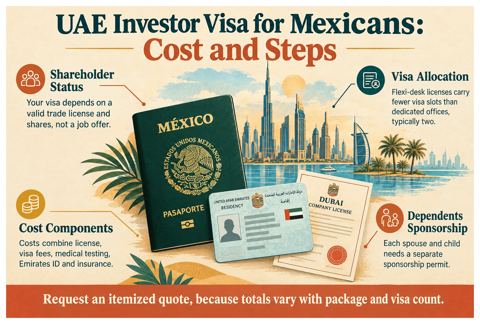 Infographic: UAE Investor Visa for Mexican Nationals: Cost and Steps