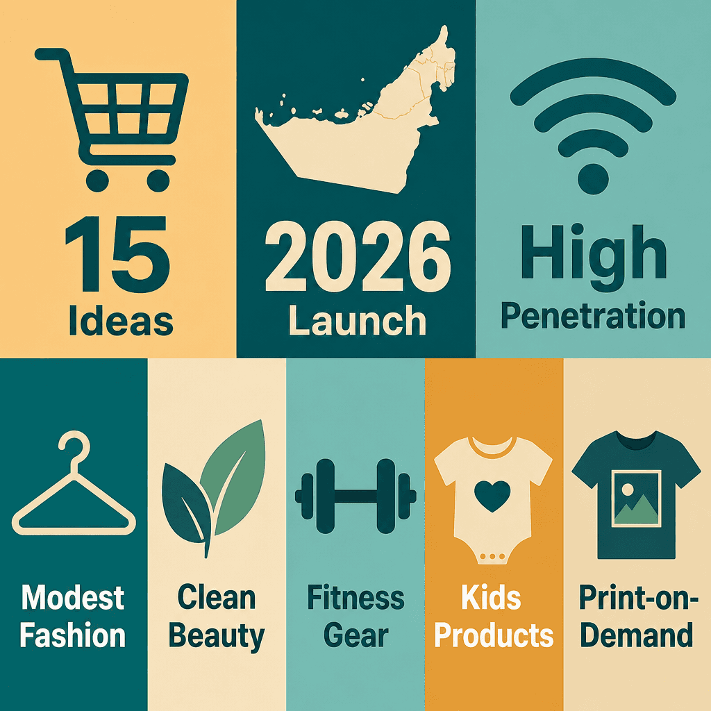 Infographic: Top 15 E-commerce Business Ideas for Beginners in the UAE (2026)