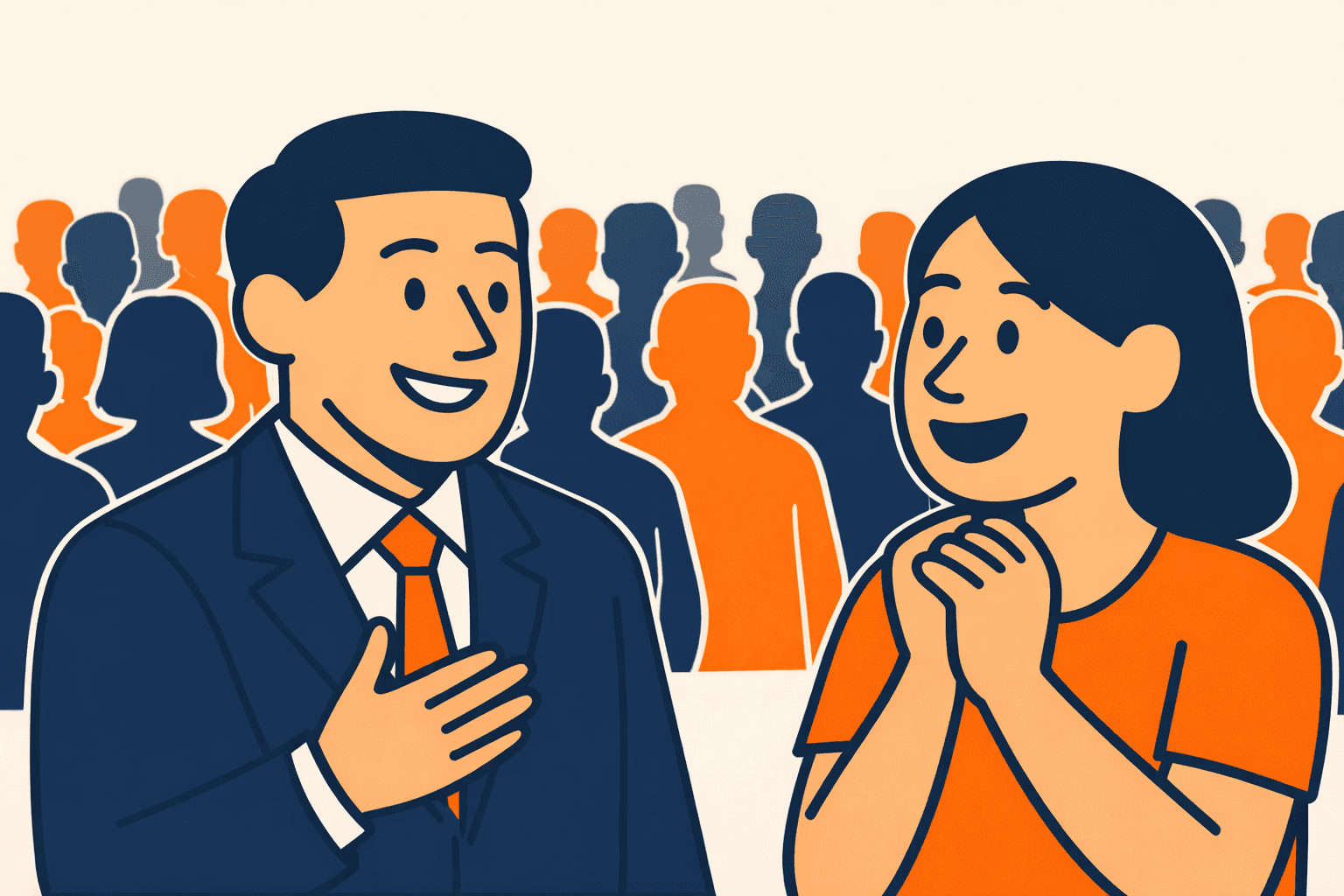 business man and woman talking