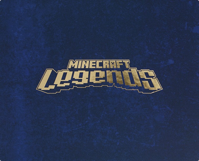 Minecraft Legends logo in gold foil from the cover of the influencer kit.