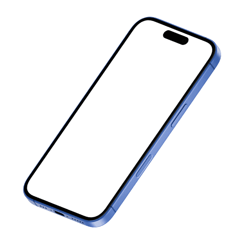 Ultramarine iPhone 16 mockup upper left view