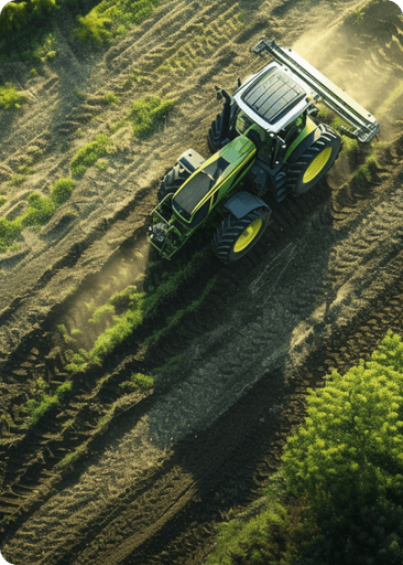 Farming vehicle working in a field