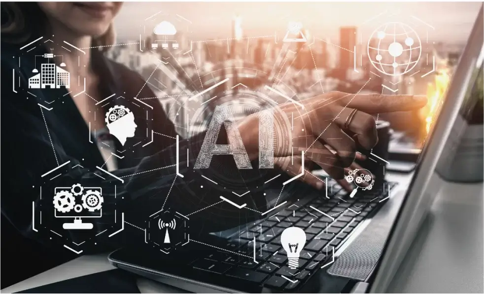 Image of a city skyline with the word AI overlayed.