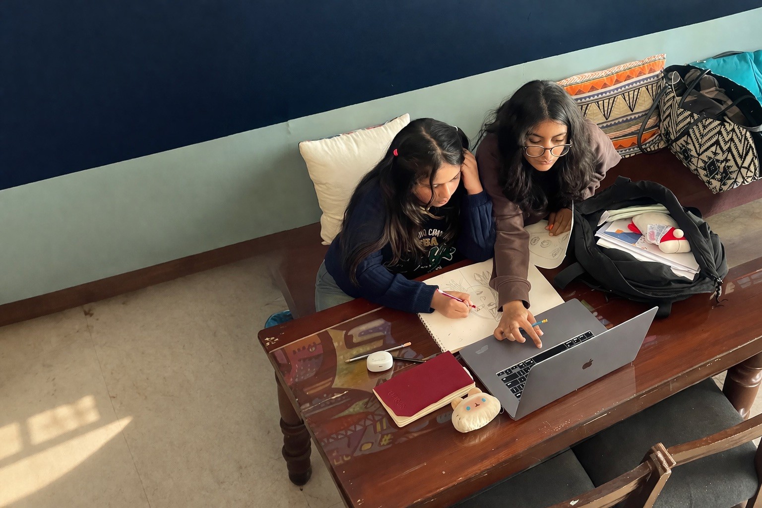 Team working in an office watching at a presentation