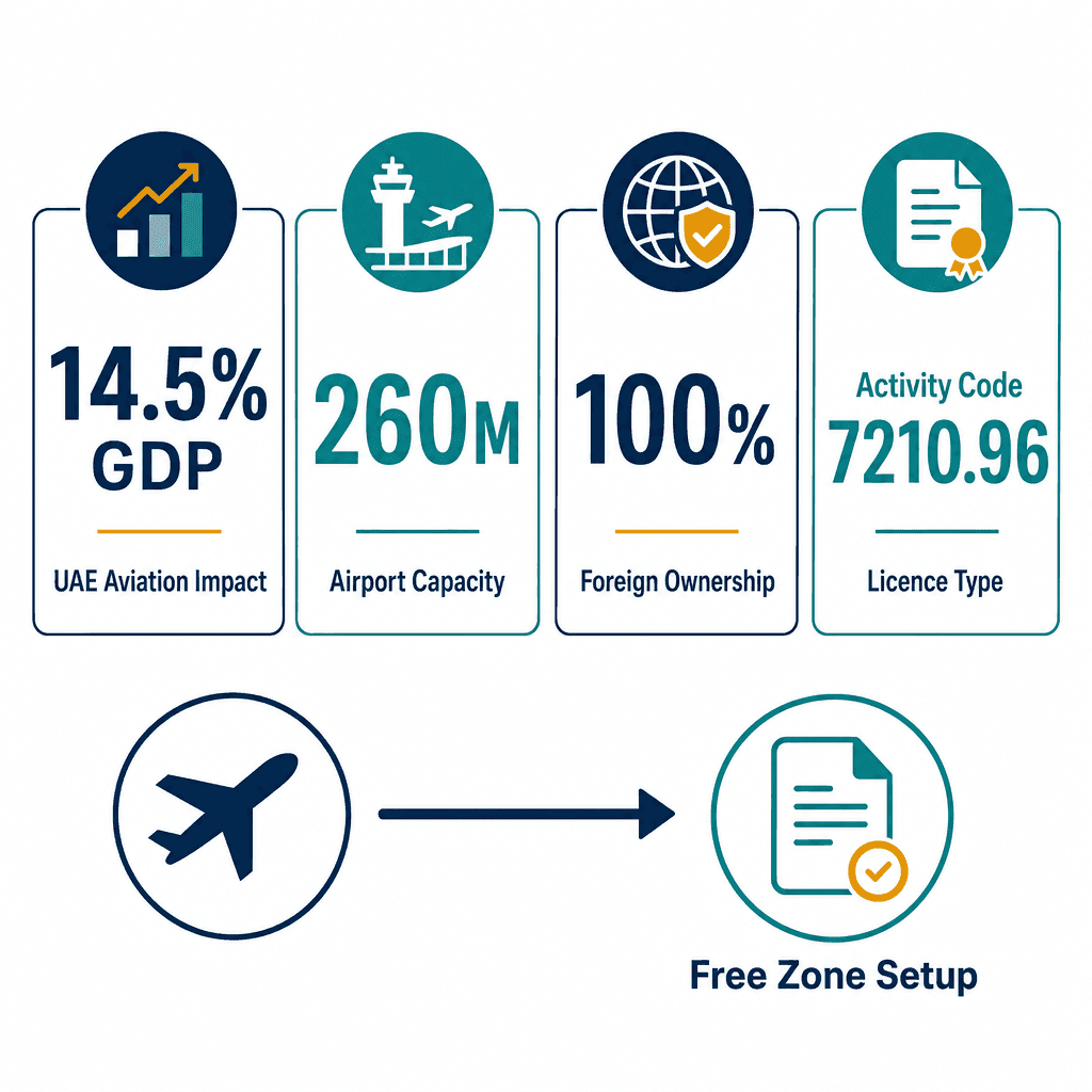 Infographic: Technological Aspects of Aircrafts Development Business License in Dubai: Cost and Requirements