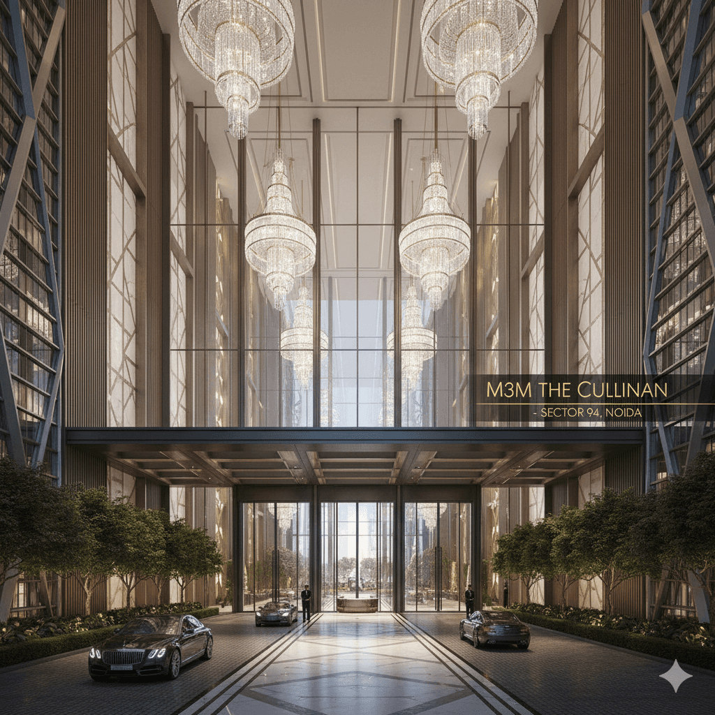 M3M The Cullinan Noida: Monumental drop-off and lobby