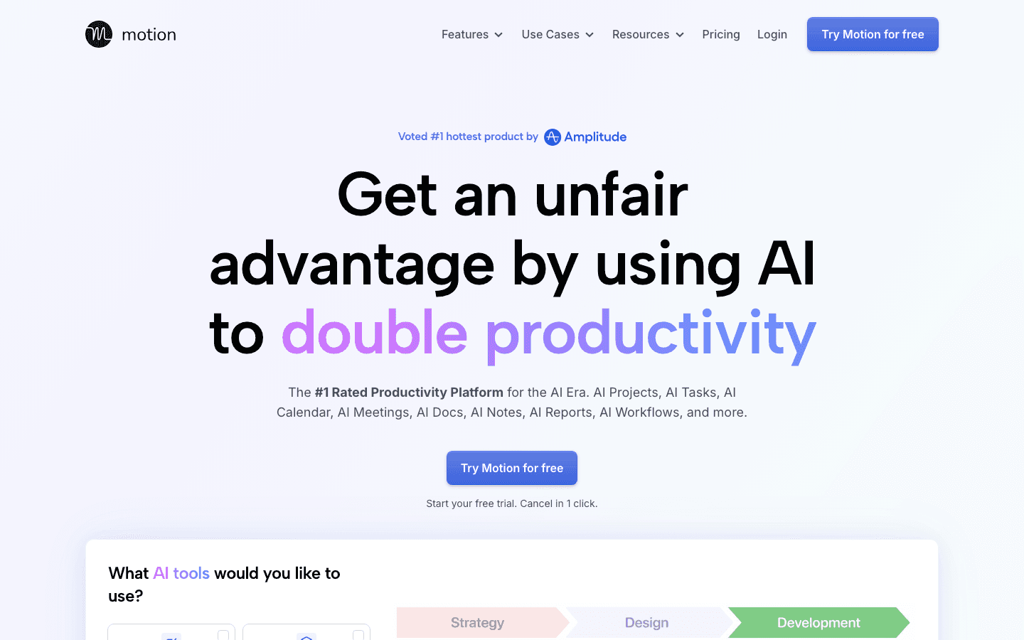 Motion AI scheduling app screenshot