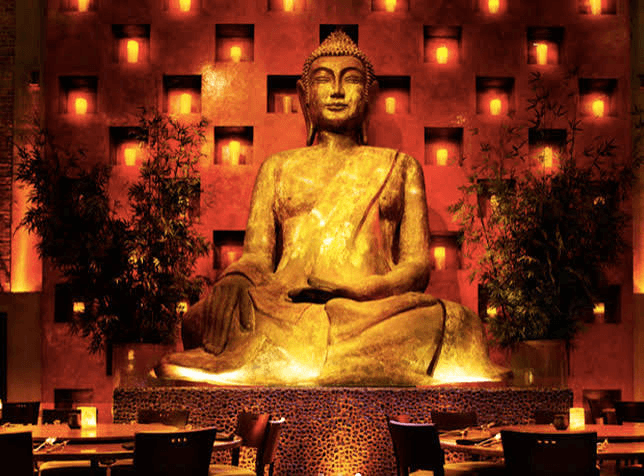 TAO Asian Bistro interior with seated Buddha