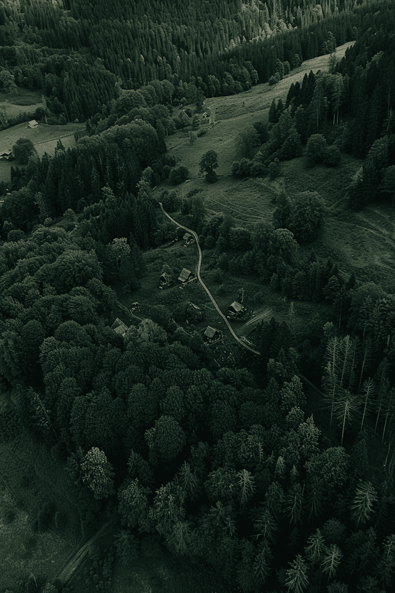 Drone shot of a running track at night