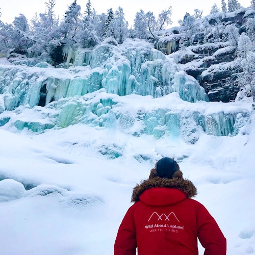 Exploring majestic frozen waterfalls in Korouoma Canyon