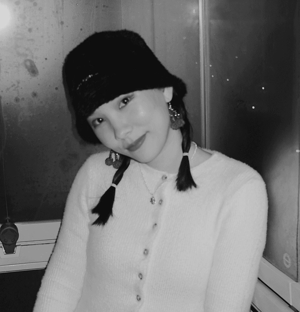 asian women in black and white photo