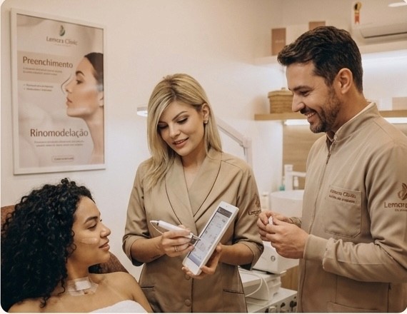 Cosmetologist performing a facial treatment on a client in a spa clinic