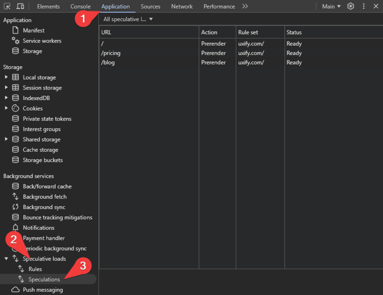 Where to find the Speculative loads in DevTools