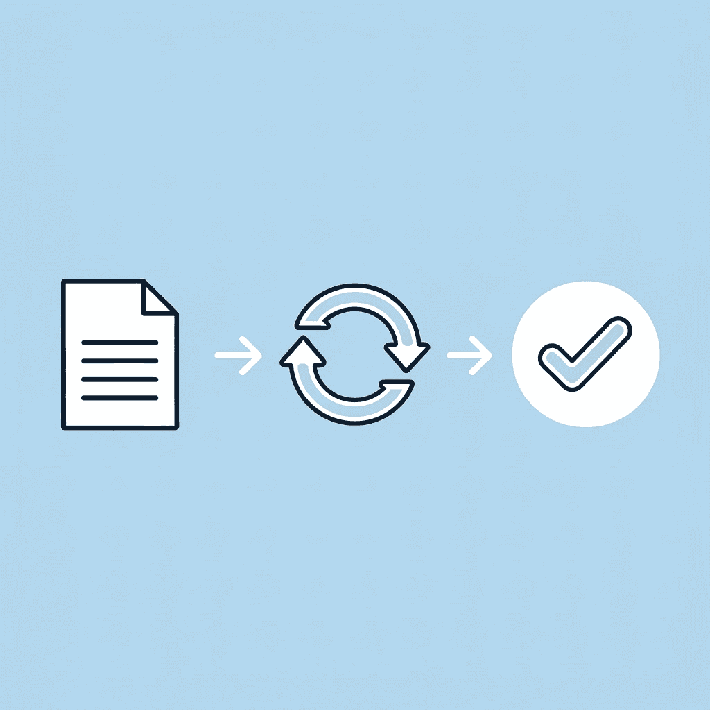 Three steps showing manual document splitting, failed uploads, and manual section tracking - AI Document Review