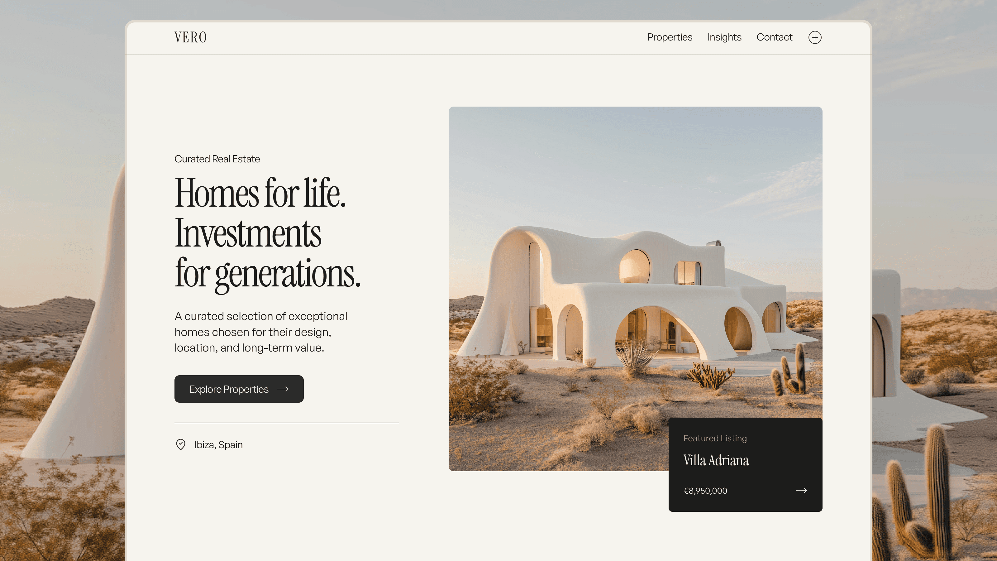 Vero Estate Framer template for luxury real estate and property businesses