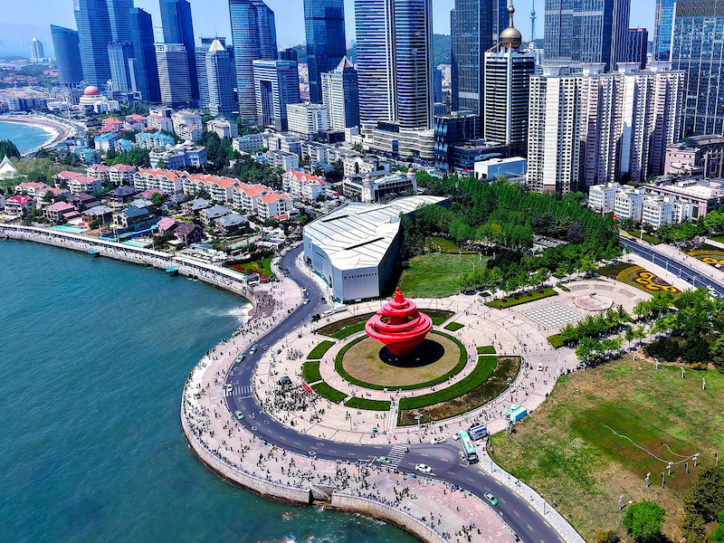 Qingdao coastal skyline during day