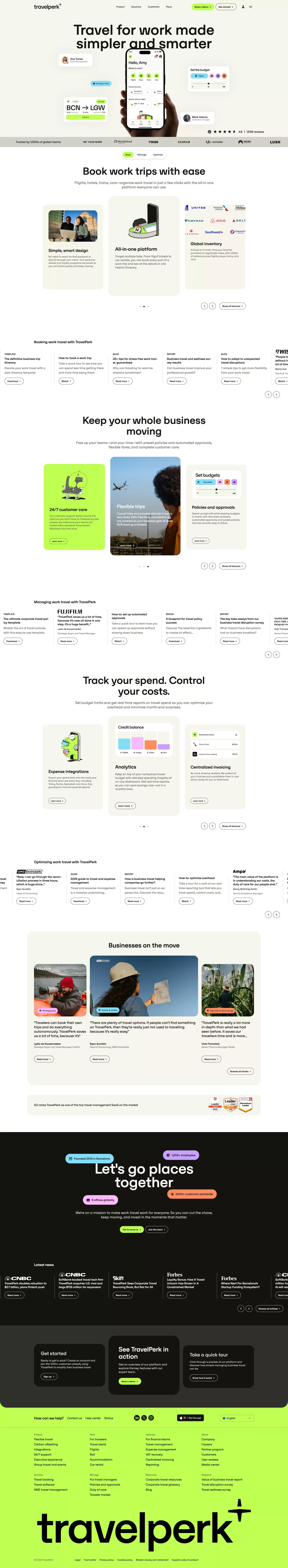 Corporate Travel Management & Business T landing page screenshot showcasing Tech and Travel design