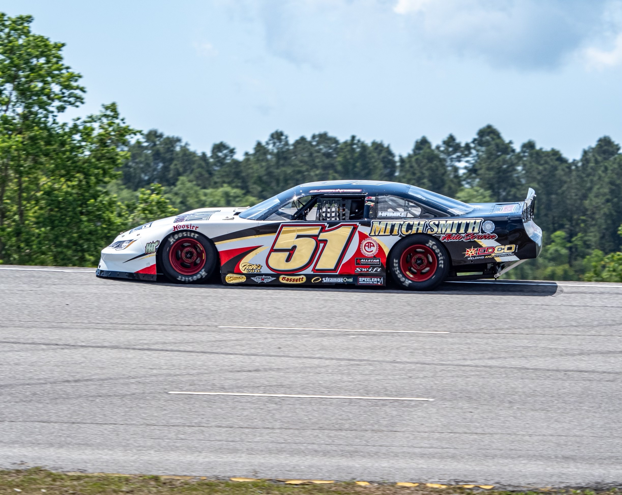 The Stephen Nasse Racing #51 Super Late Model completing a practice lap at 5 Flags Speedway in Pensacola, Florida before the weekend's Double Header SSS Race - Photo Credit: Jason Reasin Photography