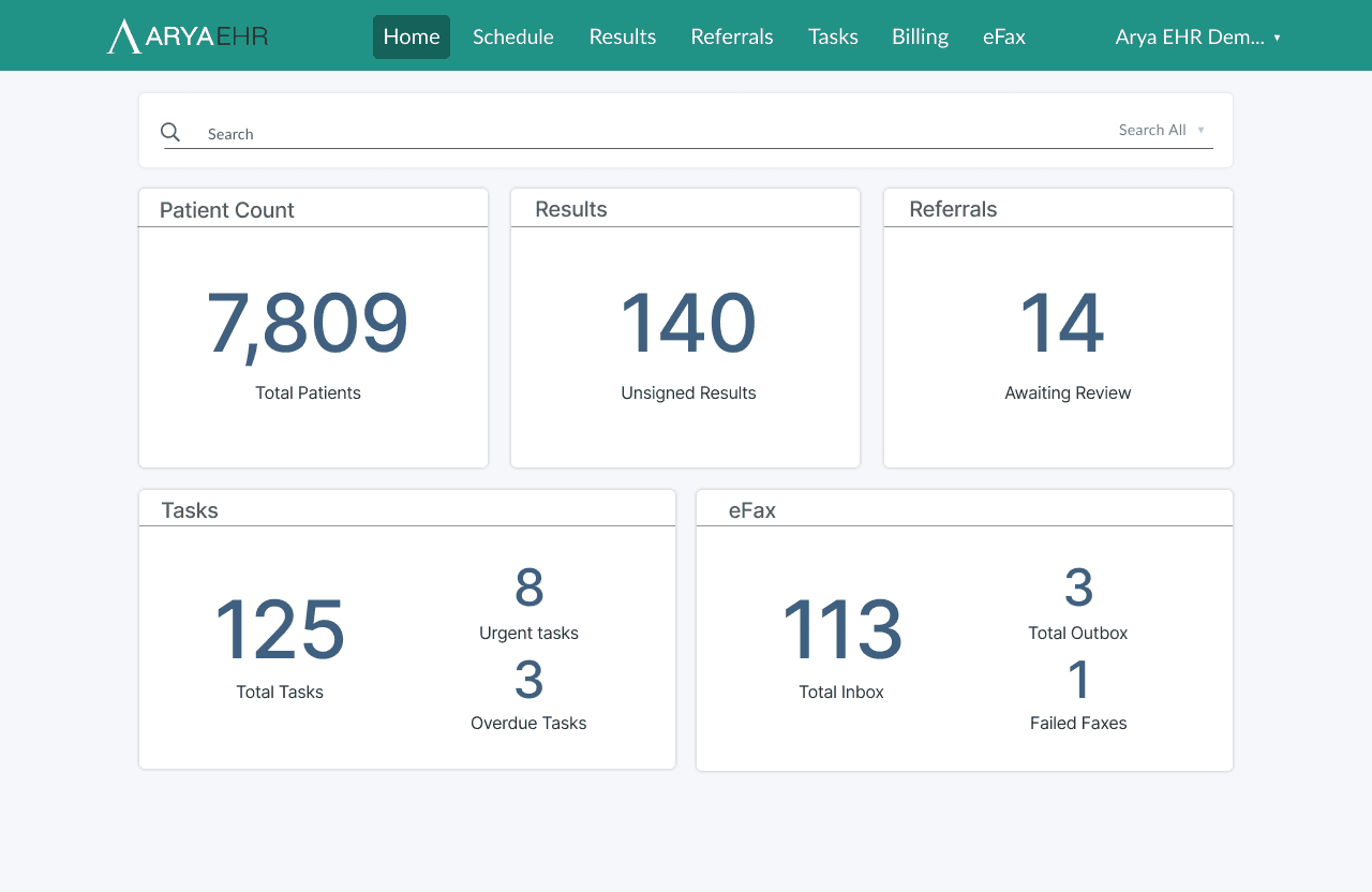 Arya dashboard