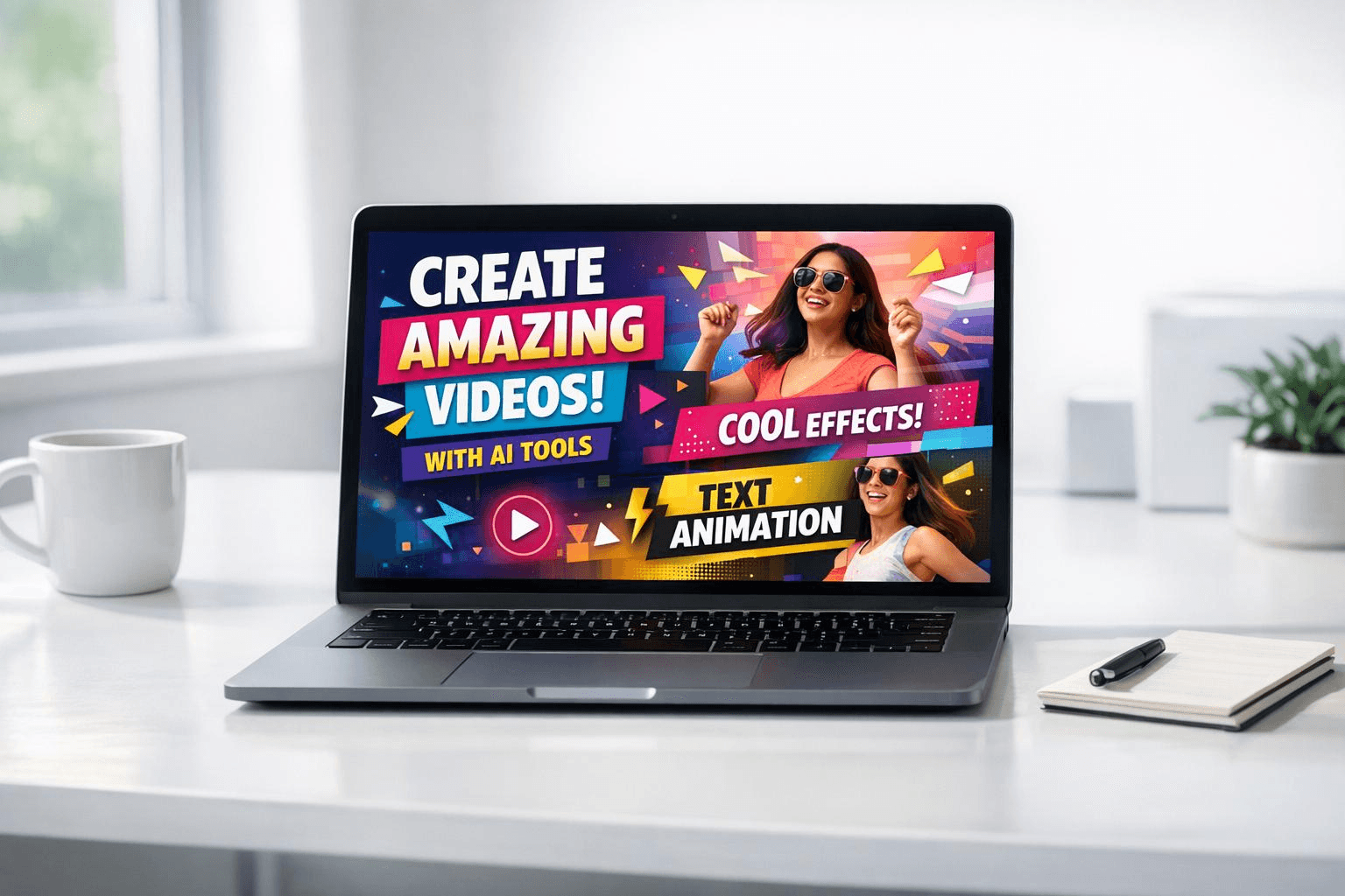Laptop advertising video creation AI tools -  AI Tools for Social Media Content Creation
