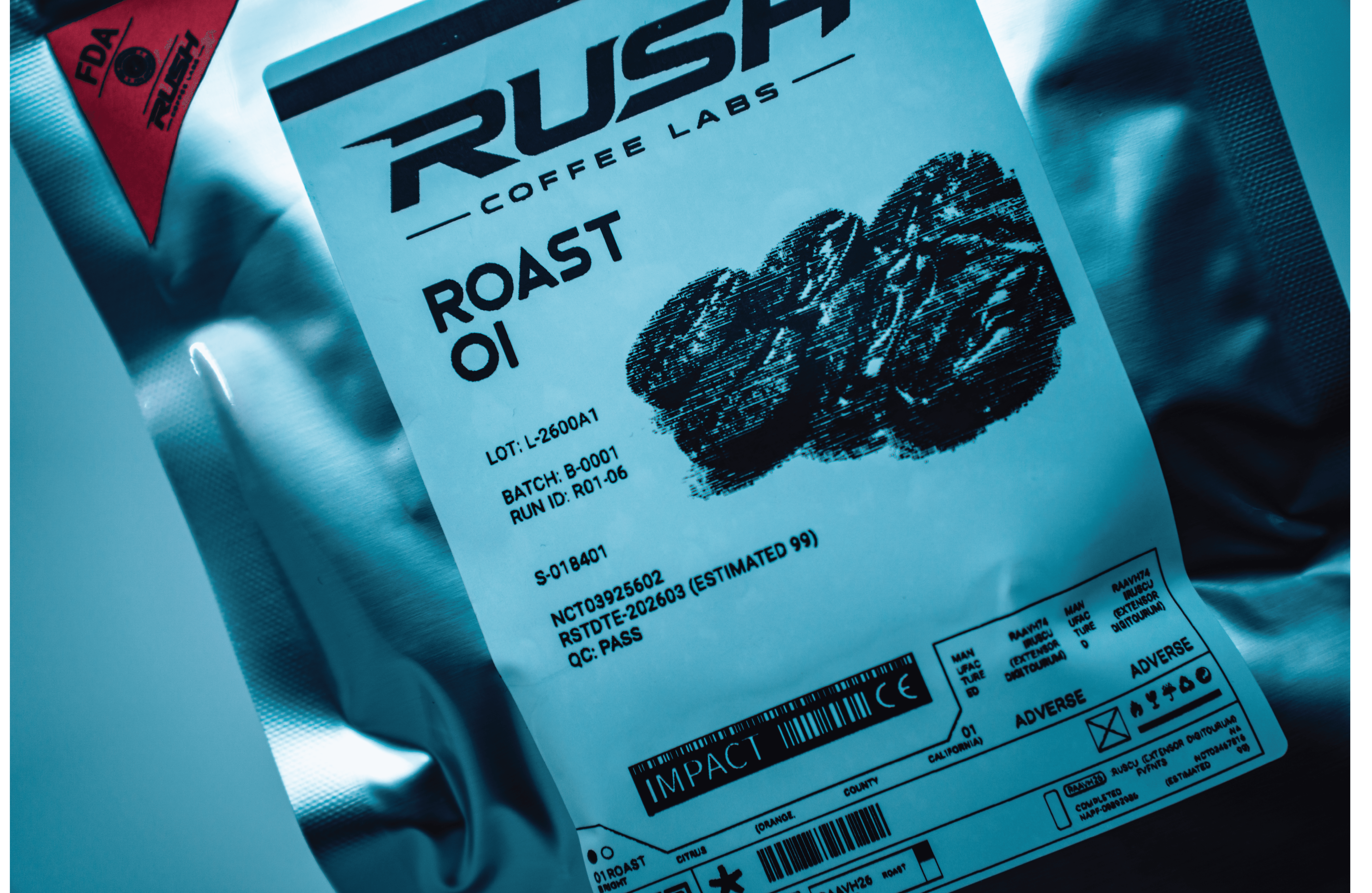 Minimalist coffee can design in hand – black and white packaging with bold typography