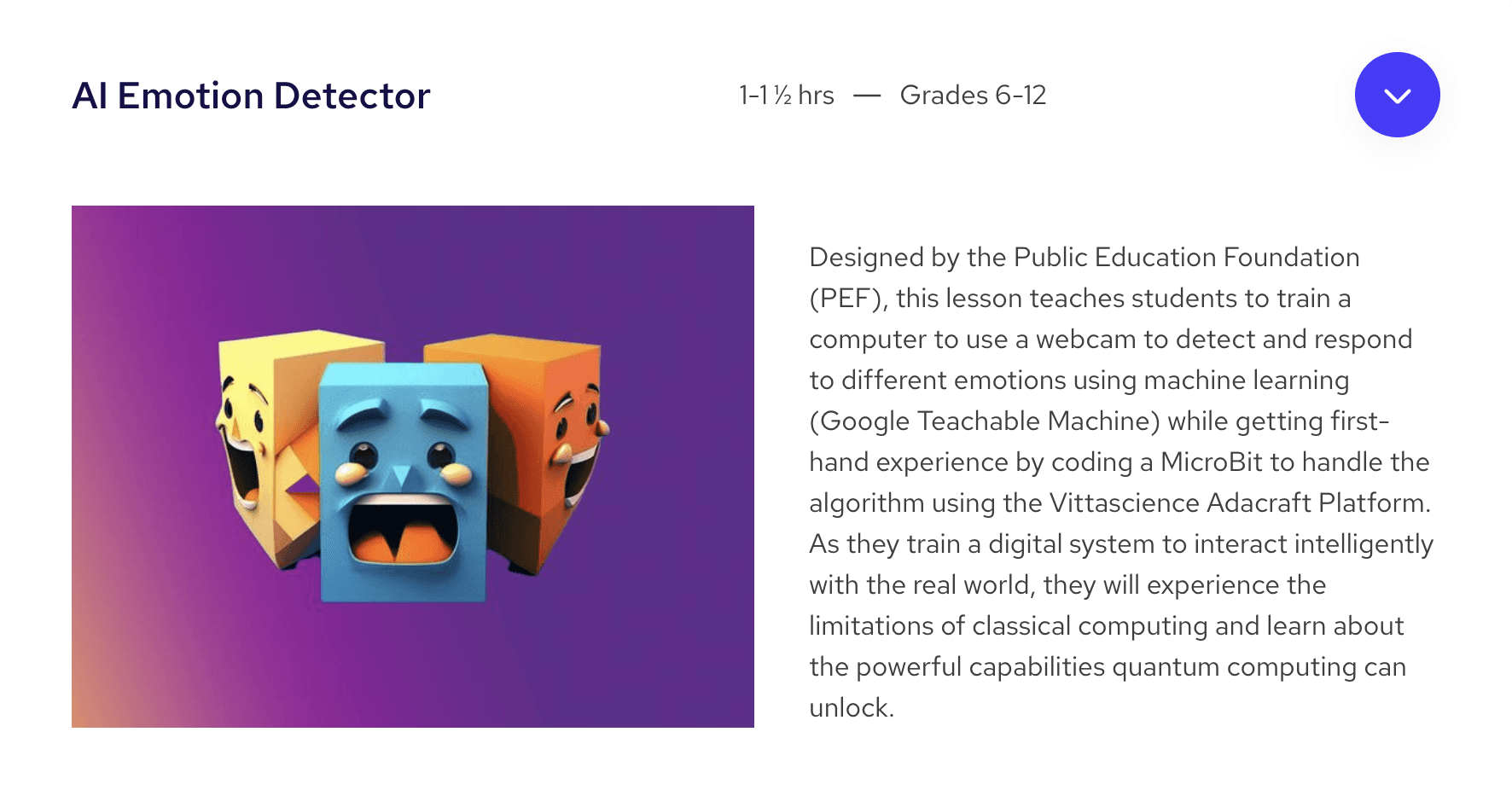 Photo of an learning module featureing three different cartoon squares showing different facial expressions.