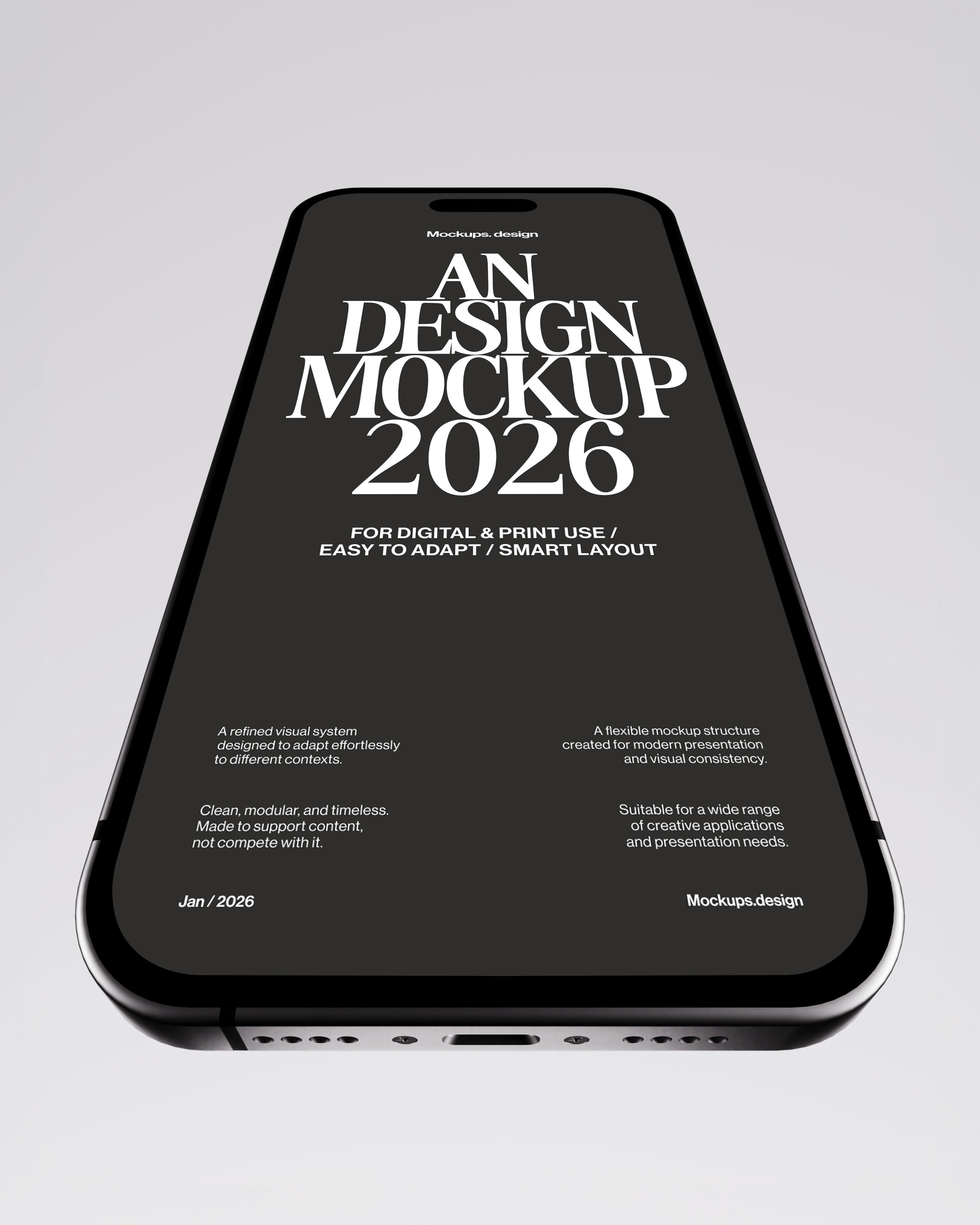 iPhone mockup on minimal clean background, realistic display