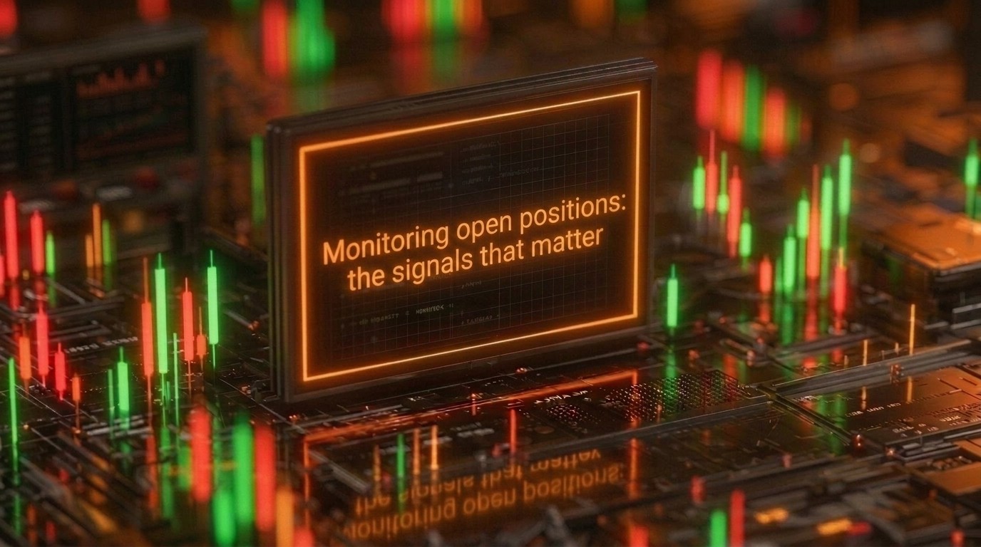 Trader monitoring an open position during a mid-session consolidation, P&L visible on screen